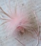 Pale Pink Soft Feather & Crystal Ribbon Trail Regency Fascinator Comb Headpiece - Image 2