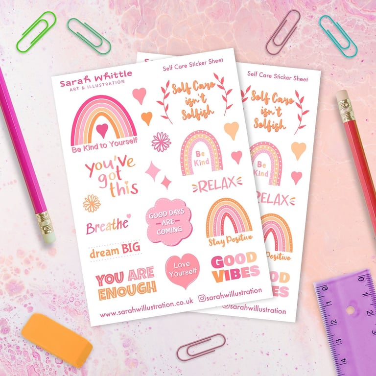 Self Care Sticker Sheet, Motivational Stickers