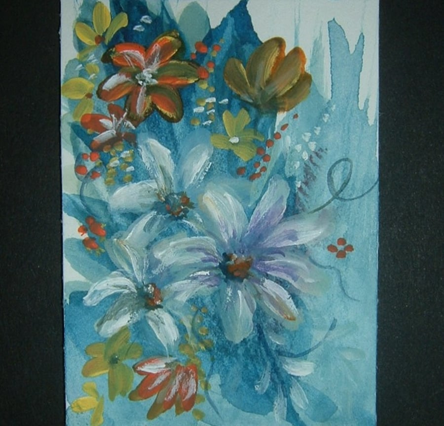 flower art painting original aceo watercolour ref 341