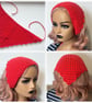 Cherry Red Crochet Hair Bandana - Cotton Triangle Headband