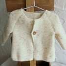 Babies Handknitted Jacket Cardigan, Cream and Brown, 3 to 6 monthes, hm79