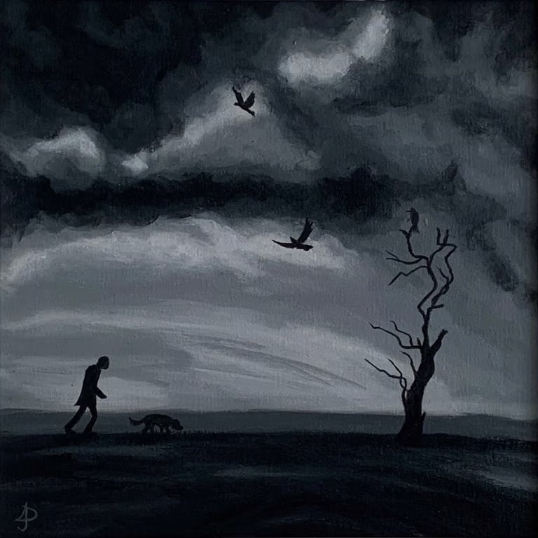 Threes a crowd - Original acrylic painting 