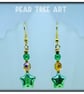 Green glass star bead earrings  - Image 1