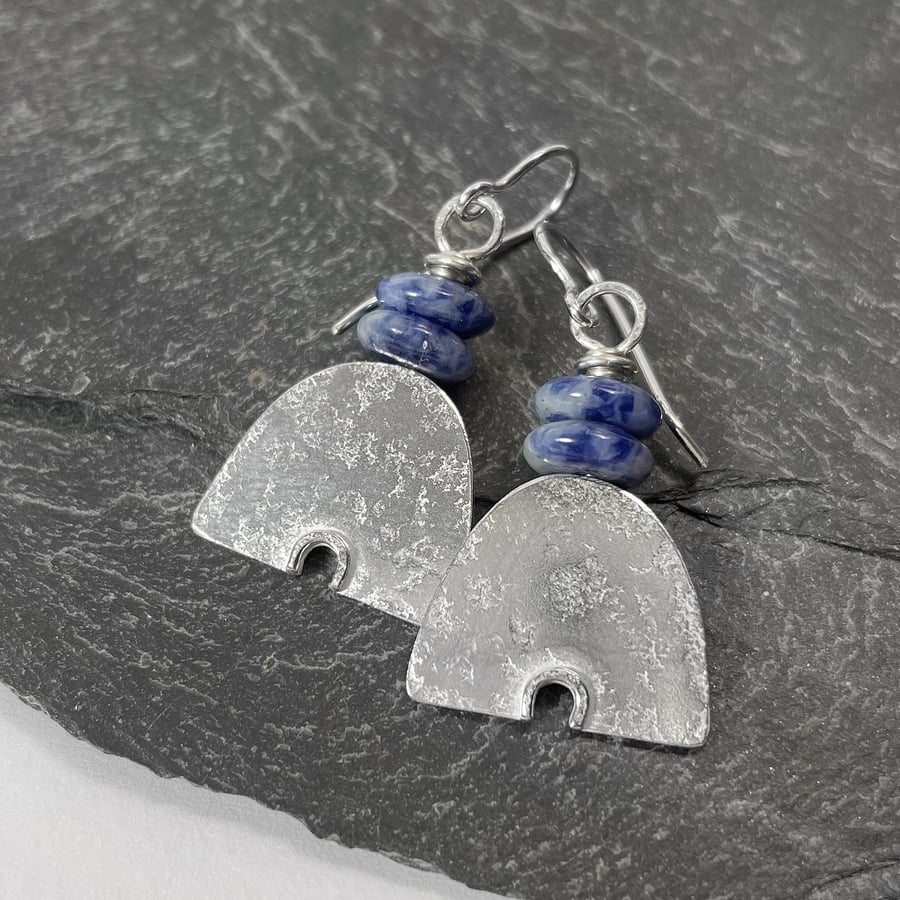 Sterling silver and sodalite Skep earrings