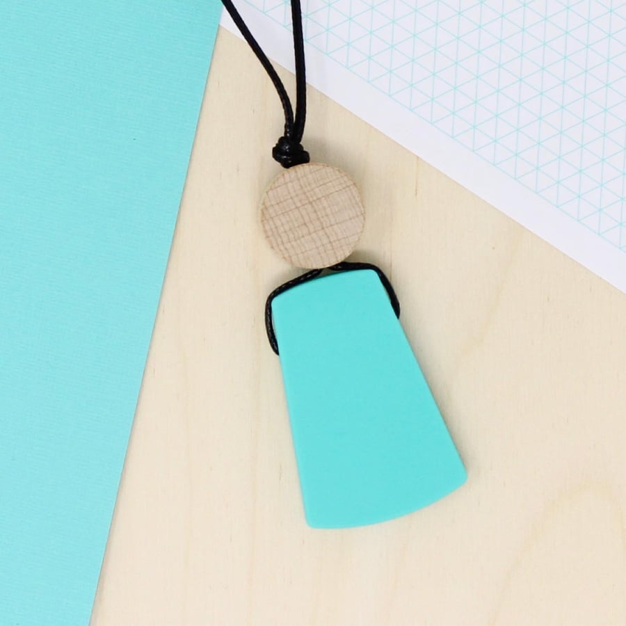 Silicone Trapezoid Pendant Necklace - Baby Friendly, Teething, Breastfeeding