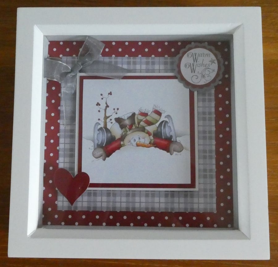 Sale - Christmas Decoration - Skating Snowman Box Frame 