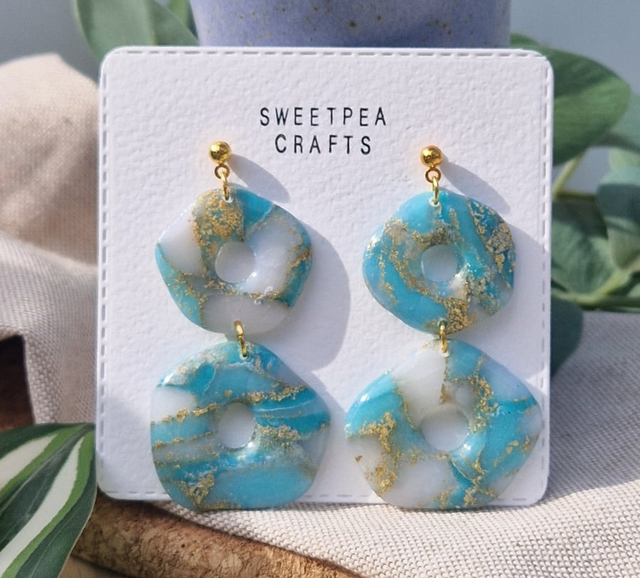 Polymer Clay Dangle Earrings: Shoreline 