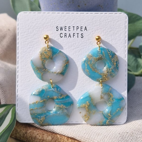 Polymer Clay Dangle Earrings: Shoreline 