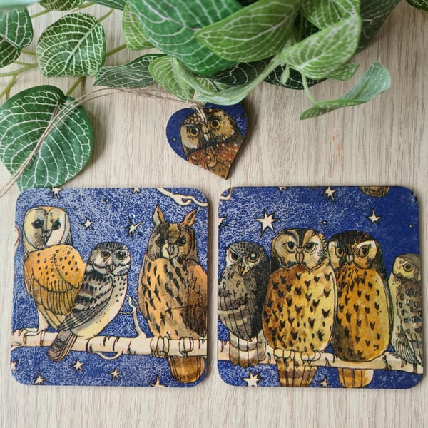 2 Coasters gift tag set Emma Bridgewater owl housewarming gift
