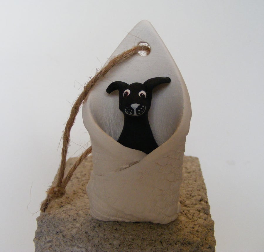 Black dog in a blanket (1)