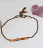 Dainty orange and blue Czech glass boho bead bracelet - Image 3