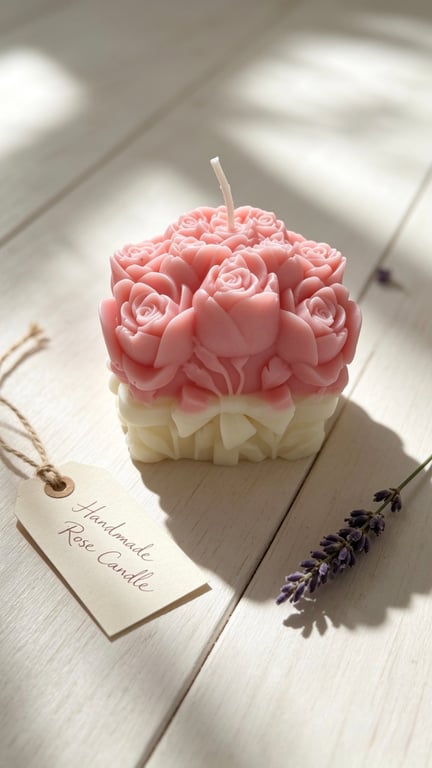 Blush Rose Bouquet. Handmade Soy Wax Candle