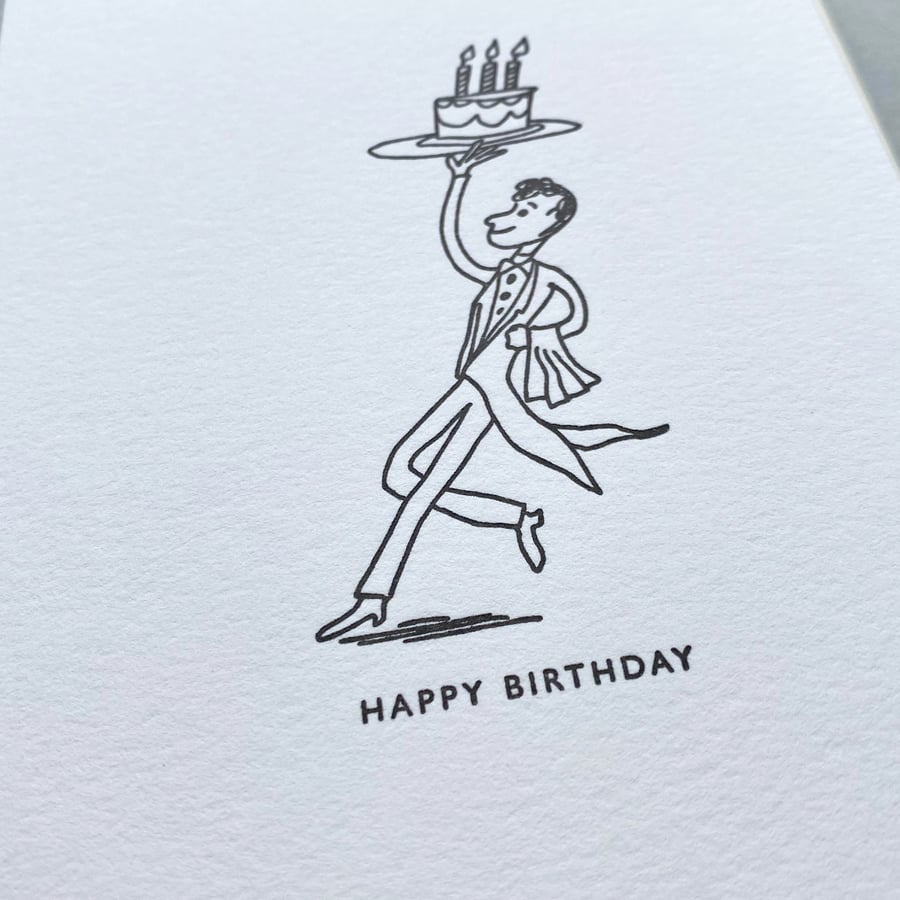 Cake waiter Letterpress birthday card