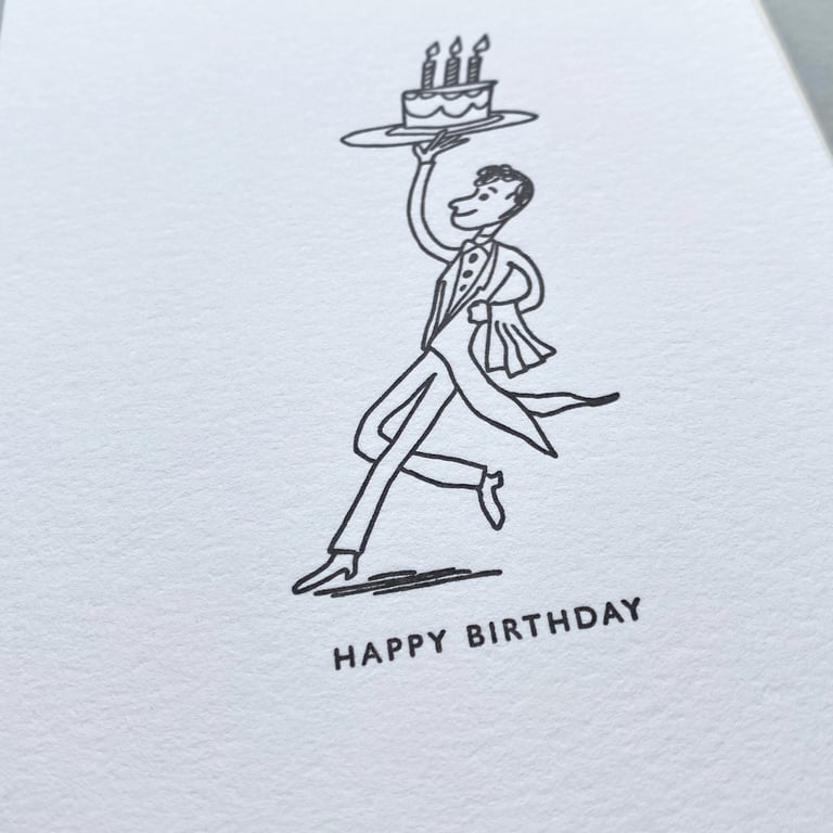 Cake waiter Letterpress birthday card
