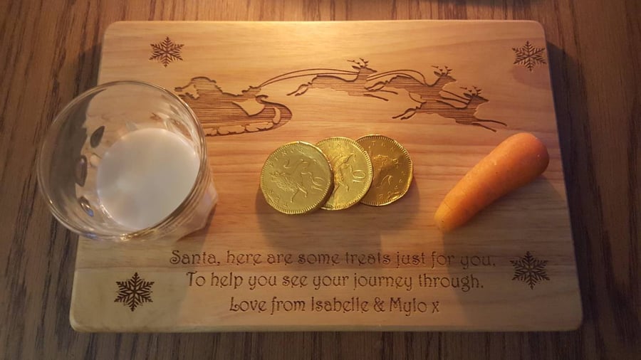 Personalised Wooden Christmas Eve, Santa Treat Board