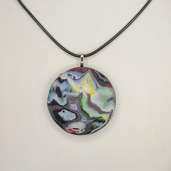 Handmade Polymer Clay Pendant Necklace, Colourful Artisan Boho Jewelry