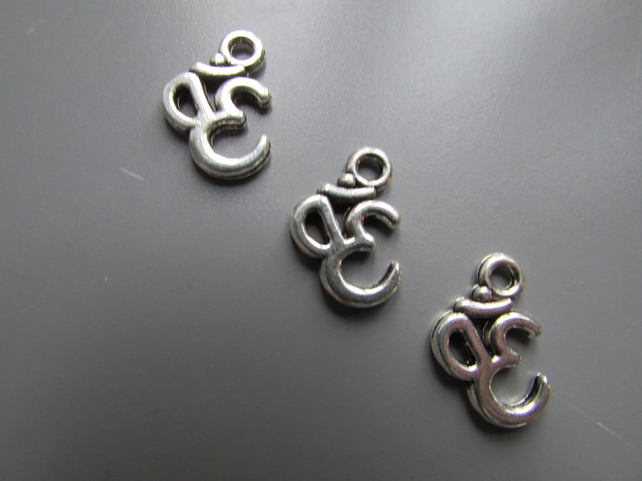 Tibetan Silver Ohm Jewellery making charm pendant X 3