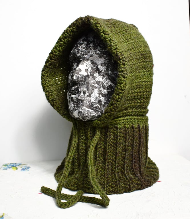 Green and Brown Balaclava or Hooded Cowl