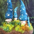 Piece of Enchanted Woodland. Needle Felted with Wool Fibres. Blue Toadstools. 