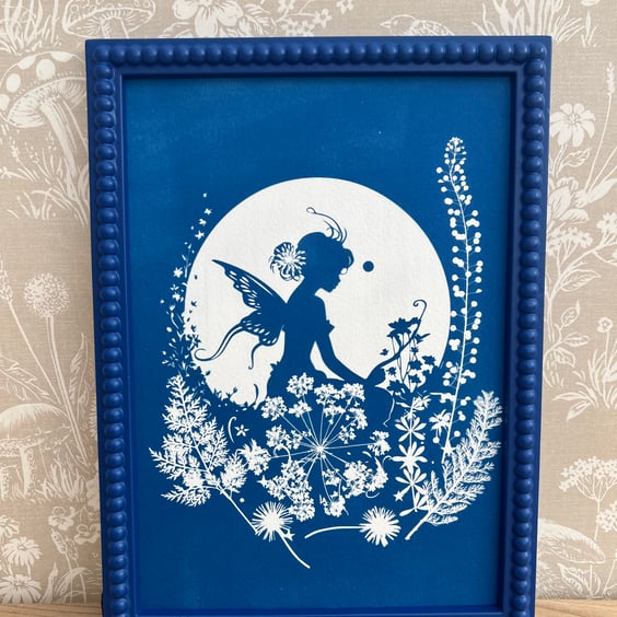 Fairy Garden, Fairy Art Gift, Cyanotype Art.