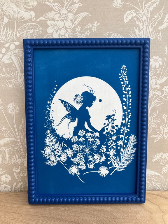 Fairy Garden, Fairy Art Gift, Cyanotype Art.