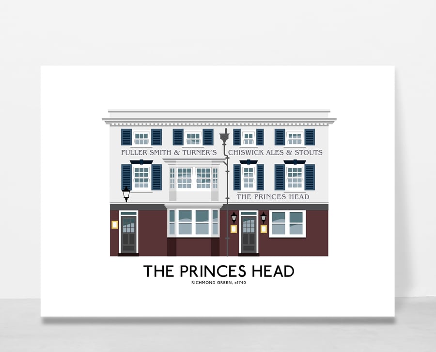 PRINCES HEAD PUB, Richmond Green, A4 Print