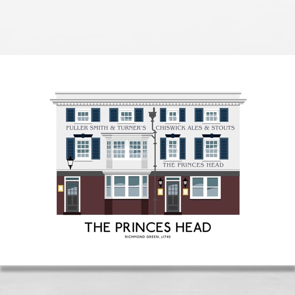 PRINCES HEAD PUB, Richmond Green, A4 Print