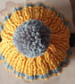 Small Tea Cosy for 2 Cup Tea Pot, Golden Yellow & Grey Stripes, Hand Knitted - Image 4