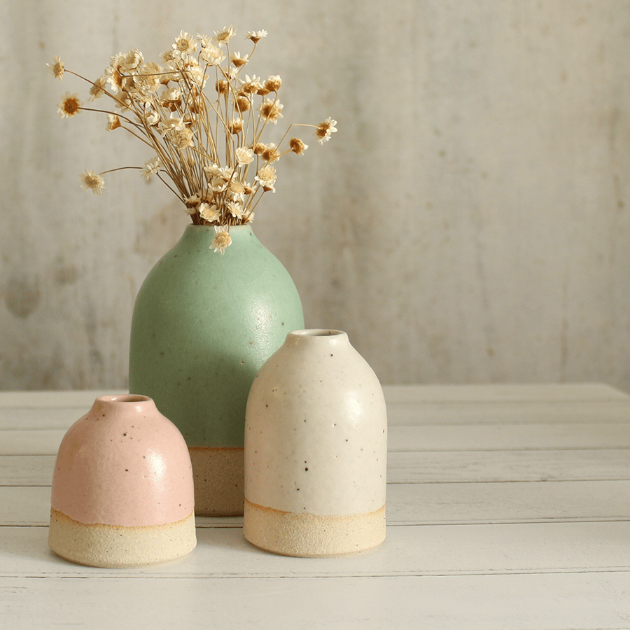 Small Ceramic Bud Vase in Pastel Colours