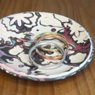 Trinket dish, cream, black and pink