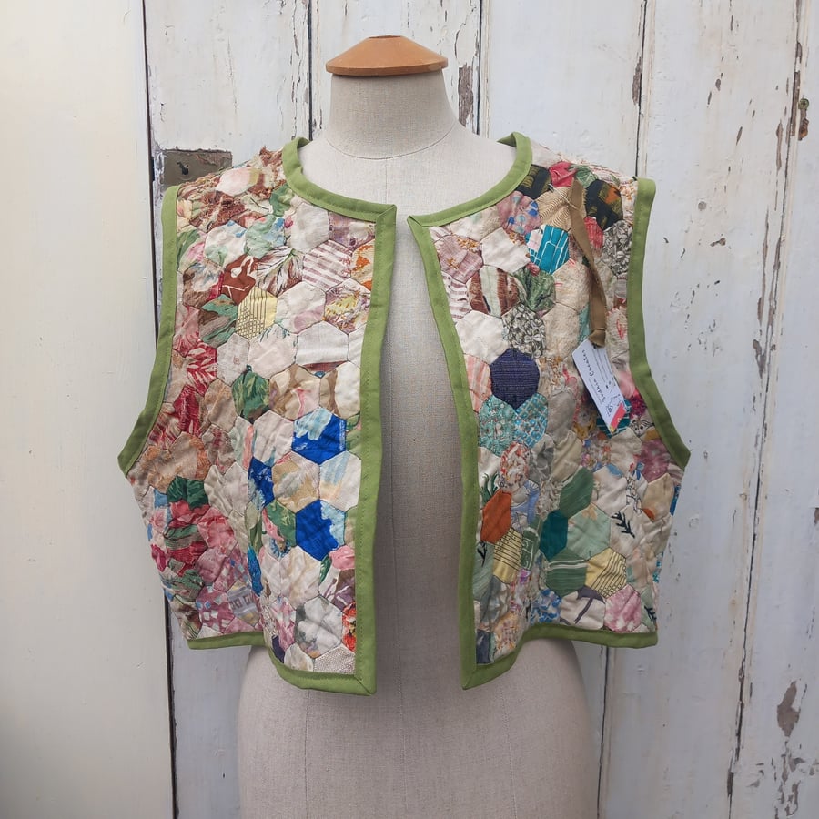 Packwork quilted waist coat jacket 