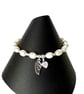 White Pearl & Sterling Silver Angel Wing Bracelet with CZ Heart – Adjustable Mem - Image 1