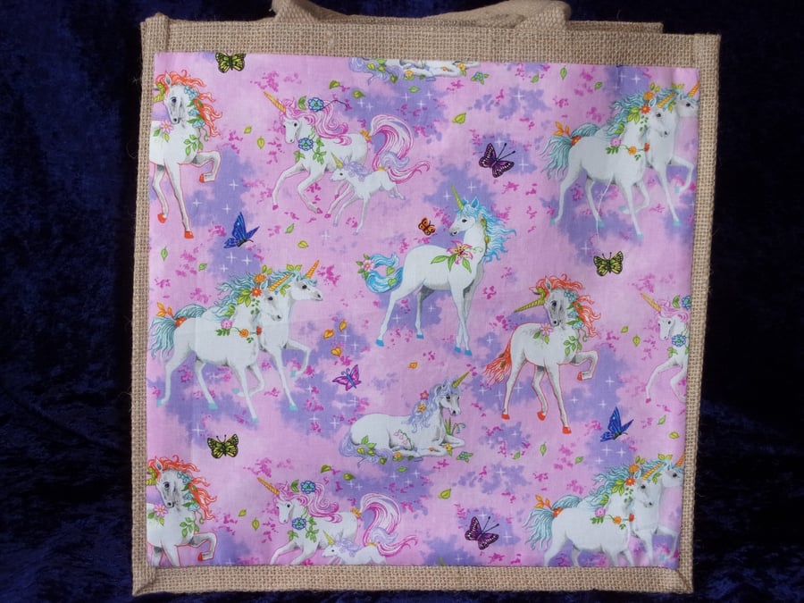 Unicorns & Butterflies Medium Jute Bag