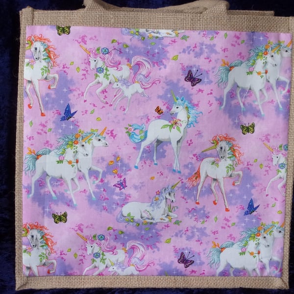 Unicorns & Butterflies Medium Jute Bag