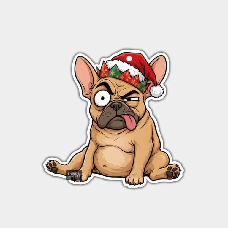 Unique Funny Christmas Gift Tags For Adults, 6pk - Cheeky Cute French Bulldog