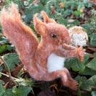 Needle Felted Red Squirrel, Wool Squirrel, Fibre Art Collectable Squirrel 