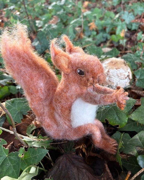Needle Felted Red Squirrel, Wool Squirrel, Fibre Art Collectable Squirrel 