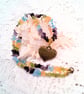 Mixed Gemstone Chip Bead Necklace with a Bronze Heart Charm, Gift for Her - Image 10