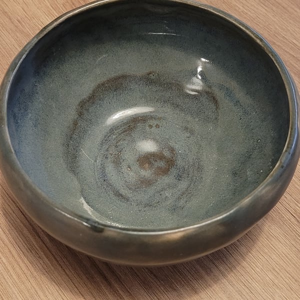 Small Blue-green Bowl Handmade Pottery