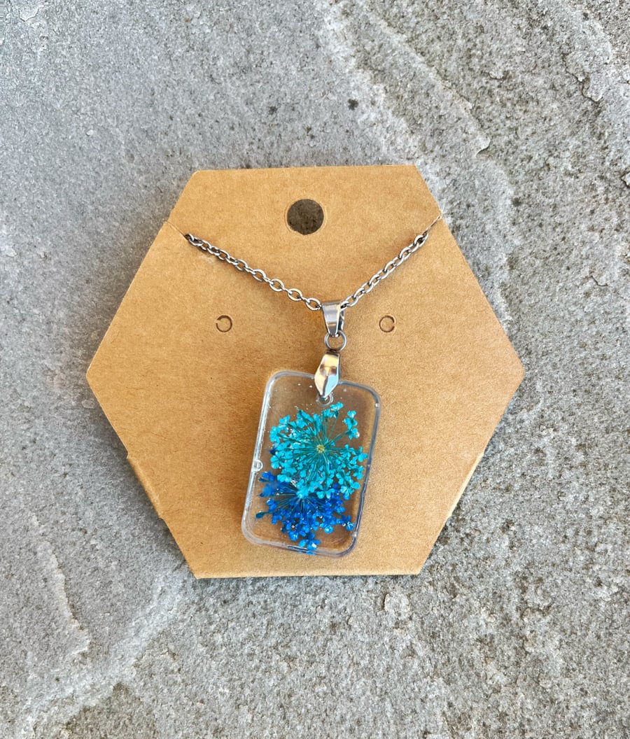 Blue Blossoms Resin Necklace 