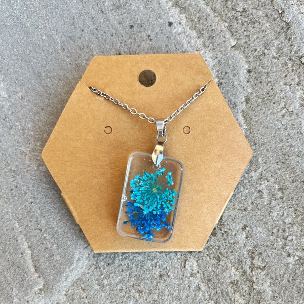 Blue Blossoms Resin Necklace 