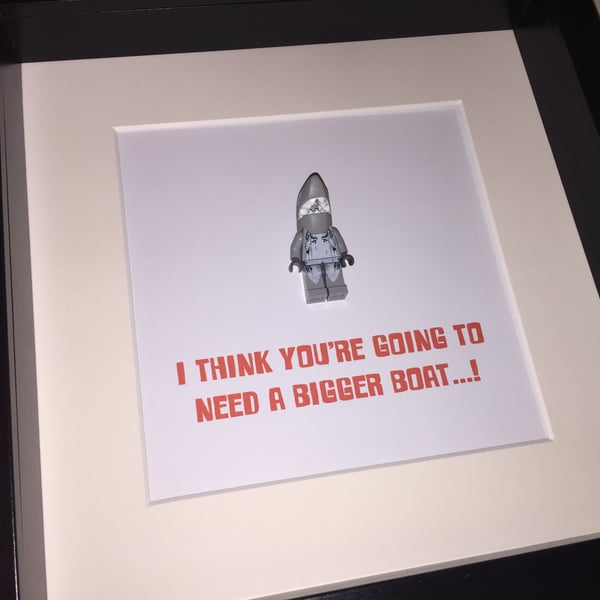 JAWS - FRAMED LEGO MINIFIGURE - QUIRKY AND ORIGINAL ART
