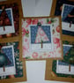 Quirky art whimsical handmade unique paper christmas trees cards 