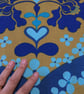 Retro 60s 70s Art Nouveau SALANGOR Textra Blue Vintage Fabric Lampshade option  - Image 6