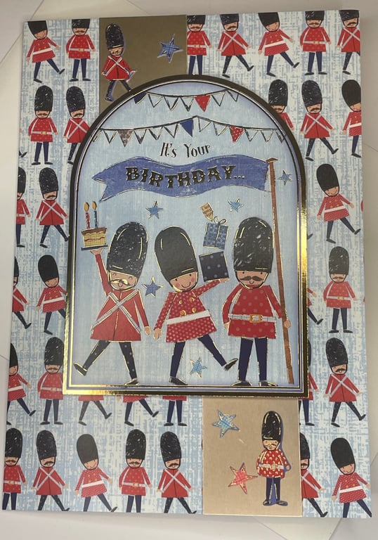 Attention it's your birthday soldiers on parade birthday card.