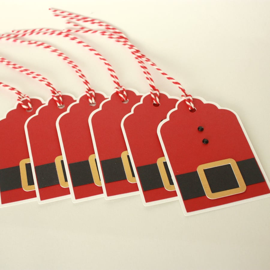 Handmade santa suit Christmas gift tags