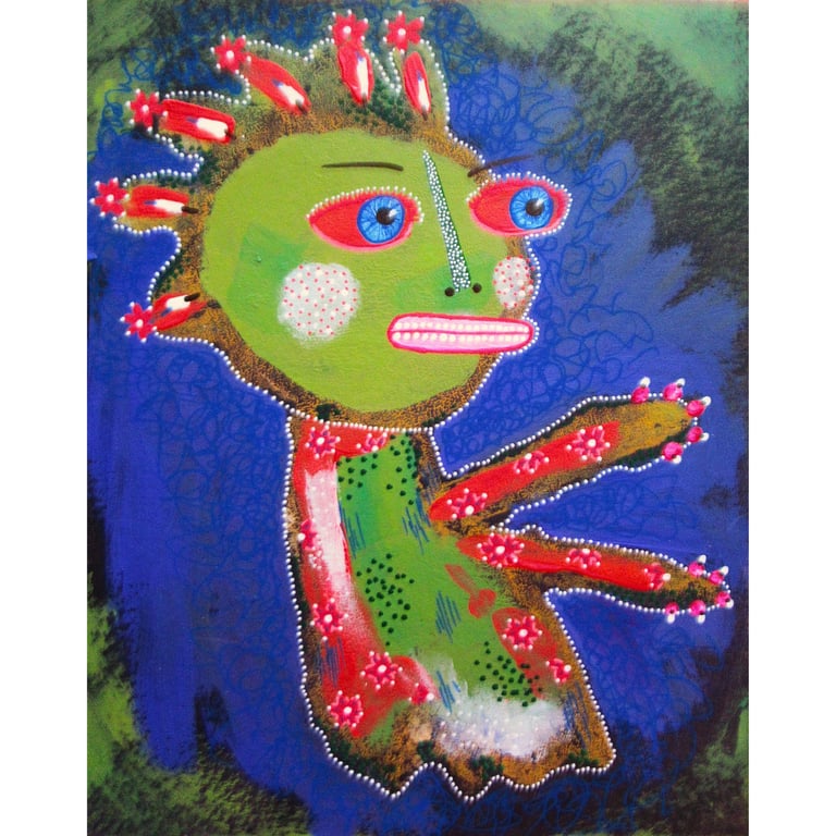 Colourful Figure Painting Naive Folk Art Figurative Artwork Cool Eclectic Decor