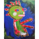 Colourful Figure Painting Naive Folk Art Figurative Artwork Cool Eclectic Decor