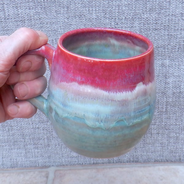 Cuddle mug coffee tea cup hand thrown stoneware pottery wheel handmade ceramic 