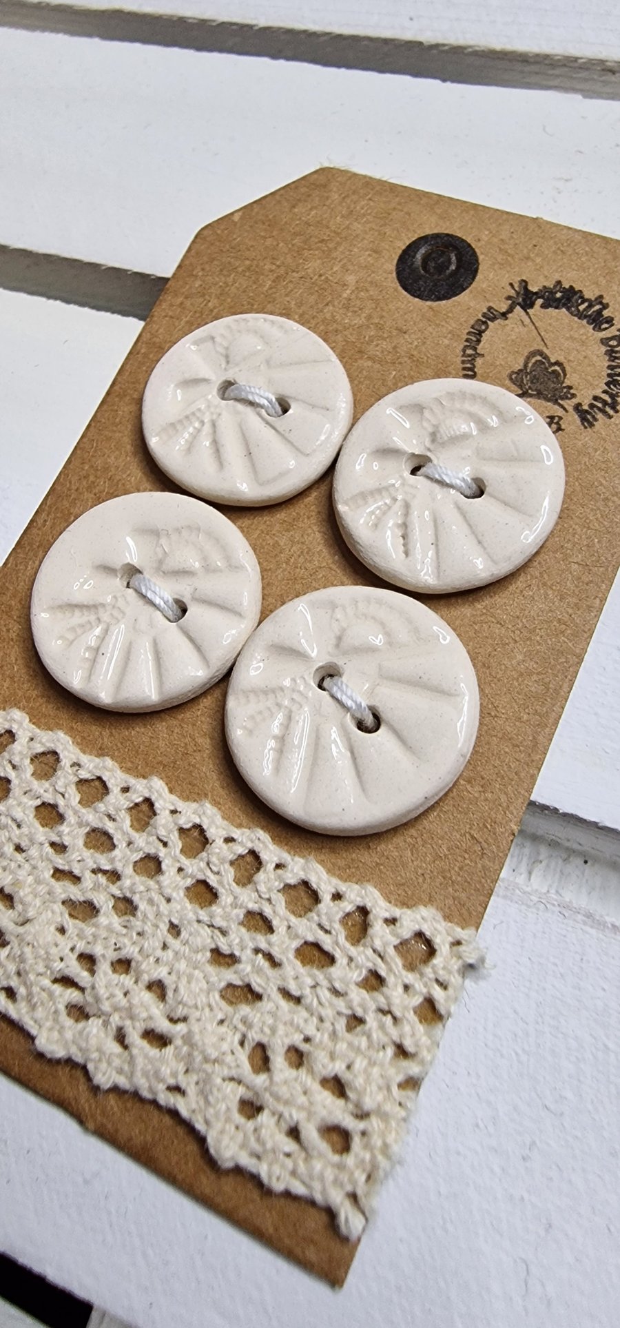 Set of four Handmade Ceramic Buttons 